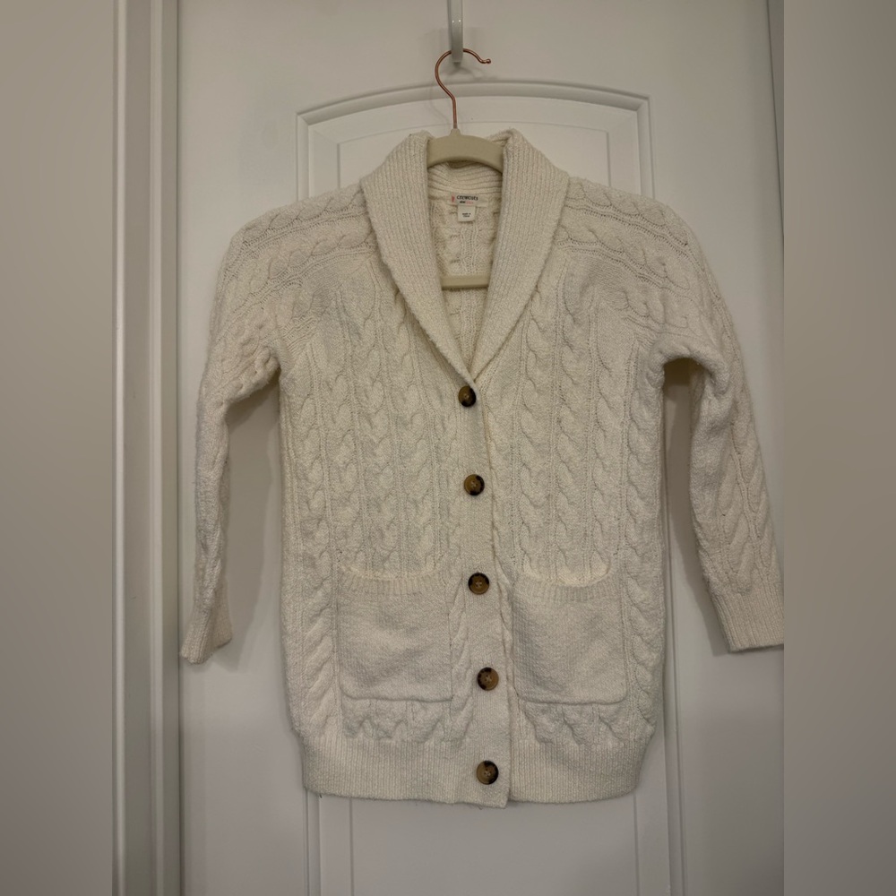 Crewcuts Girls Cable Knit Cardigan Size S 6-7 Cream Button Sweater